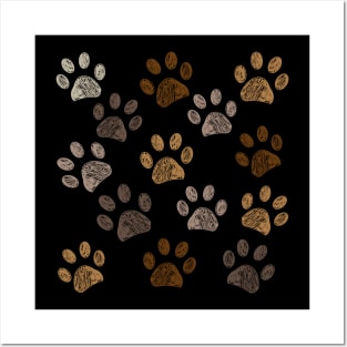 Brown colored paw print background Posters and Art